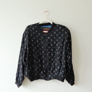 Vintage Reversible Bomber Jacket Boho Floral Abstract Aztec Print Small